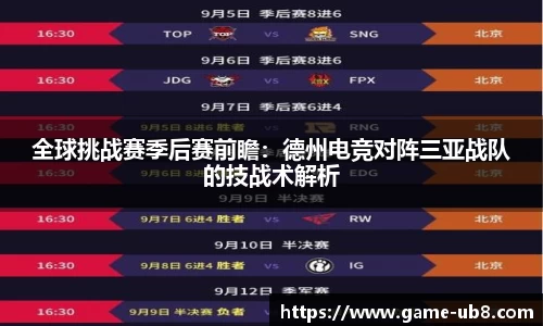 全球挑战赛季后赛前瞻：德州电竞对阵三亚战队的技战术解析